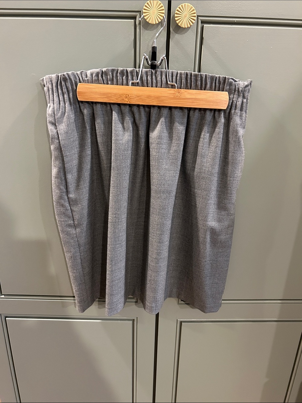 J. Crew Gray Midi A-Line Elastic Waist Skirt
